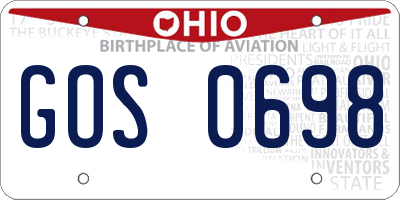 OH license plate GOS0698