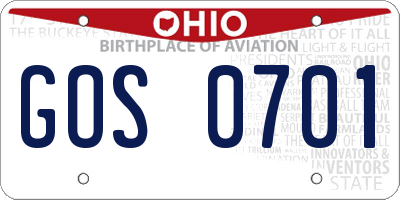 OH license plate GOS0701