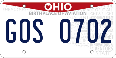OH license plate GOS0702