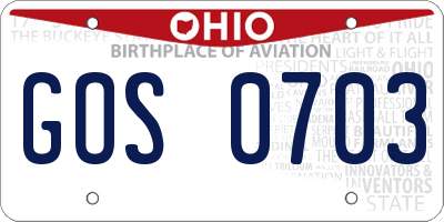 OH license plate GOS0703