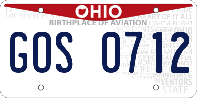 OH license plate GOS0712