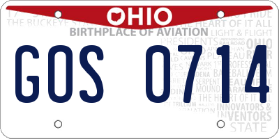 OH license plate GOS0714