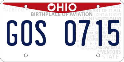 OH license plate GOS0715