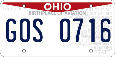 OH license plate GOS0716