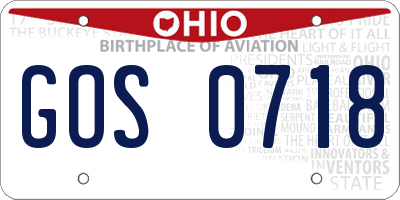 OH license plate GOS0718