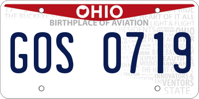 OH license plate GOS0719