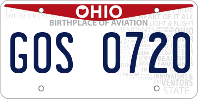 OH license plate GOS0720