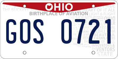OH license plate GOS0721