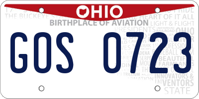 OH license plate GOS0723