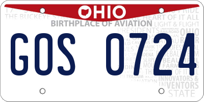 OH license plate GOS0724