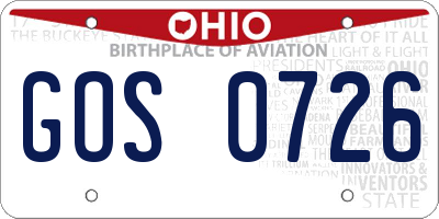 OH license plate GOS0726