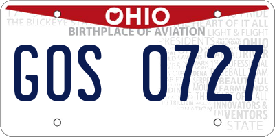 OH license plate GOS0727