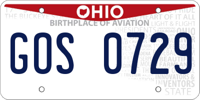 OH license plate GOS0729