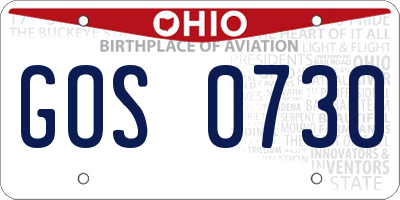 OH license plate GOS0730