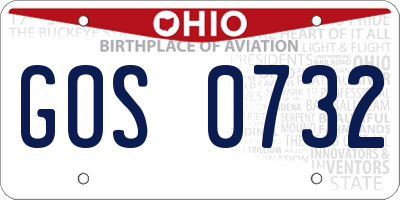 OH license plate GOS0732