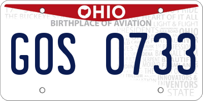 OH license plate GOS0733