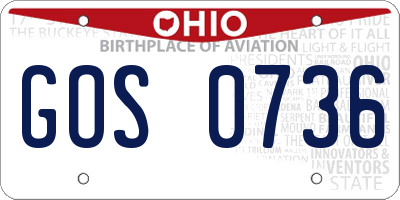 OH license plate GOS0736