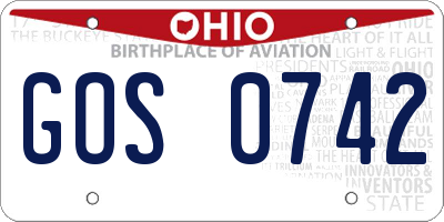 OH license plate GOS0742