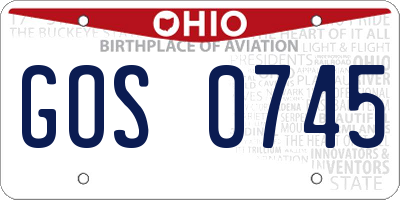 OH license plate GOS0745