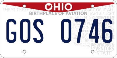 OH license plate GOS0746
