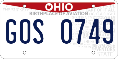 OH license plate GOS0749