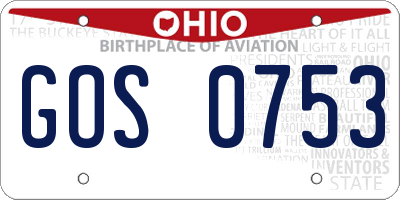 OH license plate GOS0753