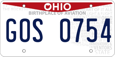 OH license plate GOS0754