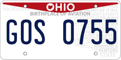 OH license plate GOS0755