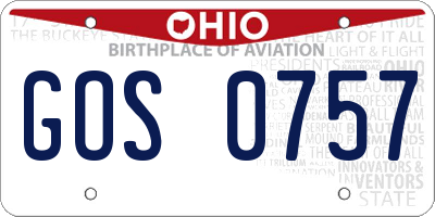 OH license plate GOS0757