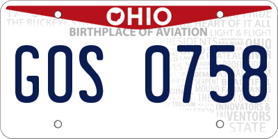 OH license plate GOS0758