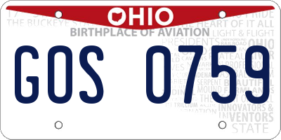 OH license plate GOS0759