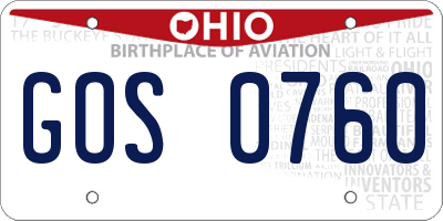 OH license plate GOS0760
