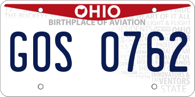 OH license plate GOS0762