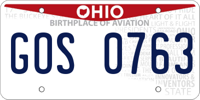 OH license plate GOS0763