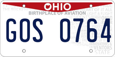 OH license plate GOS0764