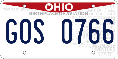 OH license plate GOS0766