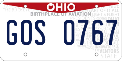 OH license plate GOS0767