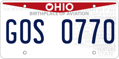 OH license plate GOS0770