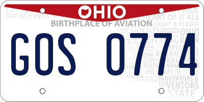 OH license plate GOS0774