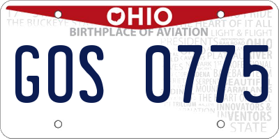 OH license plate GOS0775