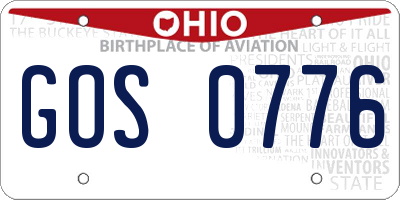 OH license plate GOS0776