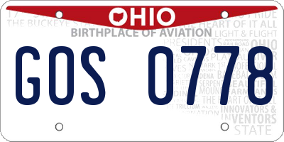 OH license plate GOS0778