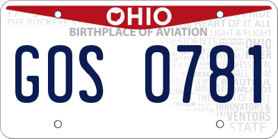 OH license plate GOS0781