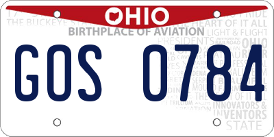OH license plate GOS0784