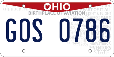 OH license plate GOS0786