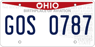 OH license plate GOS0787