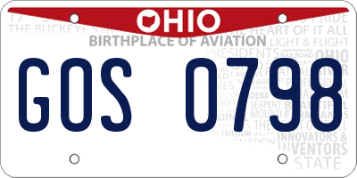 OH license plate GOS0798