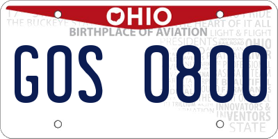 OH license plate GOS0800