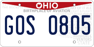 OH license plate GOS0805