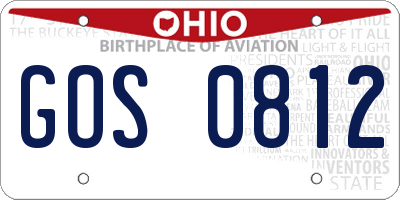 OH license plate GOS0812